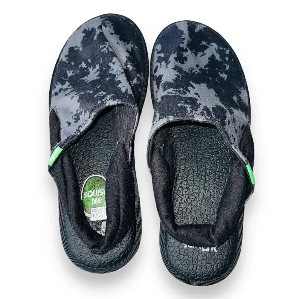 Sanuk Yoga Sling Cruz Slingback Sandals Black Tie-Dye 1100769‎ Women's 7